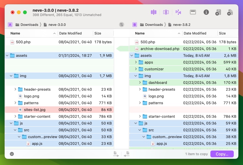 Outline Folder Comparison