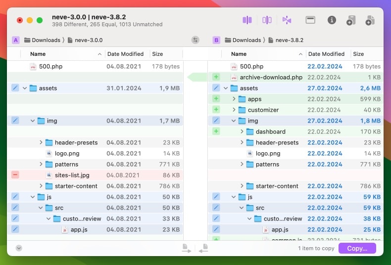 Outline Folder Comparison